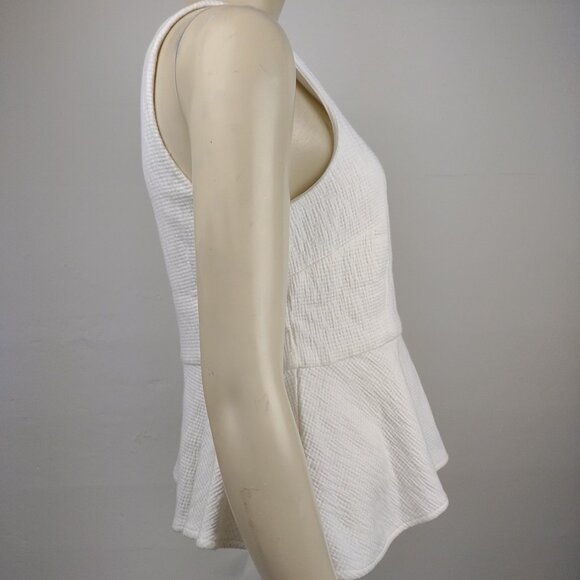 NWT HD in Paris white textured sleeveless peplum blouse top ladies size 8 - Picture 4 of 8